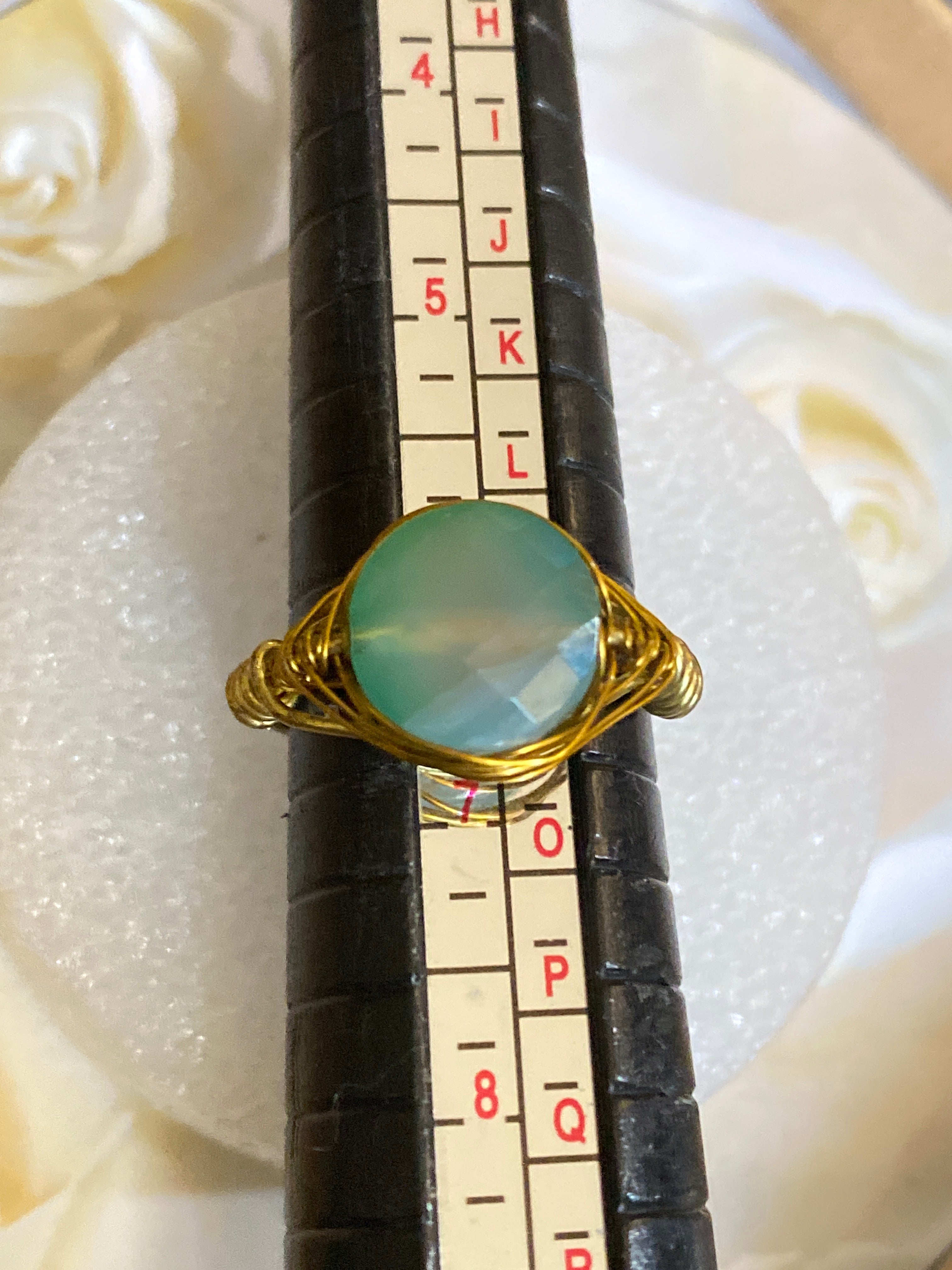 Hand Made Wire Ring Blue Bead