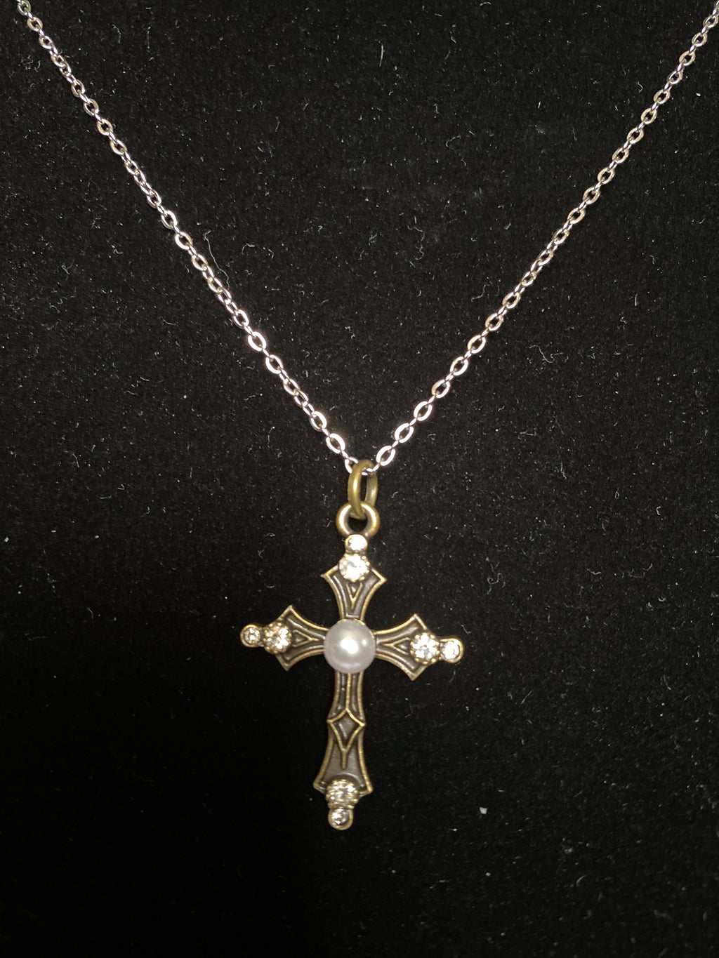 Rhinestone Cross Chain Necklace